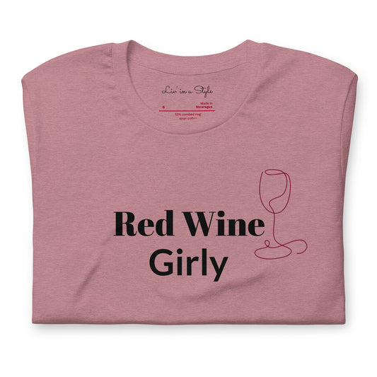 Camiseta unisex femenina de vino tinto